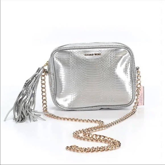 Victoria's Secret Handbags - Victoria Secret Silver Metallic Crossbody Purse